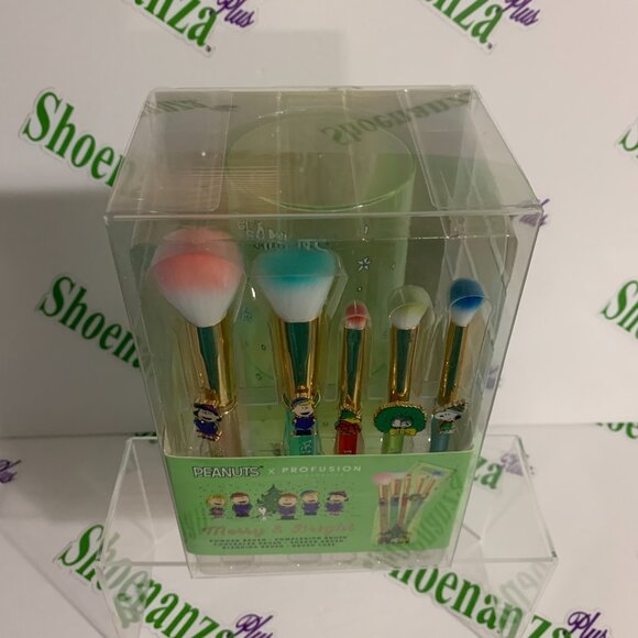 Peanuts x Profusion Cosmetic 5 Makeup Brush Set Holder Brushes Case Snoopy - Picture 3 of 8